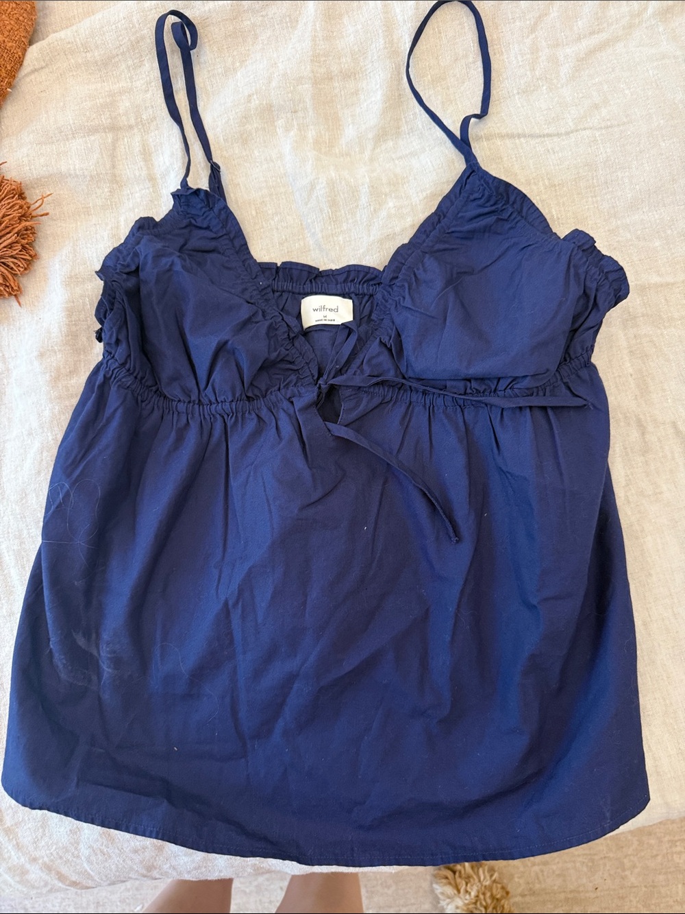 Wilfred Navy Tie-Front Spaghetti-Strap Cami